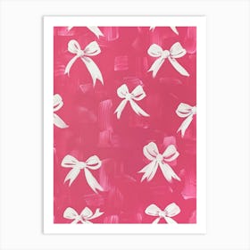 Pink And White Bows 2 Pattern Art Print