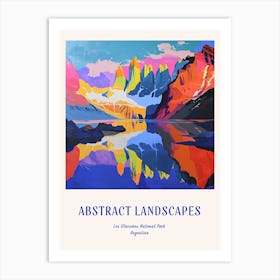 Colourful Abstract Los Glaciares National Park Argentina 4 Poster Blue Art Print