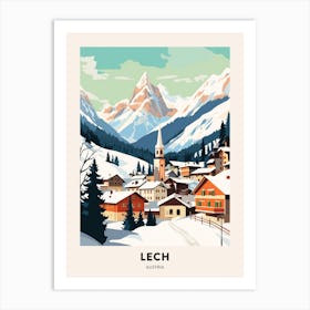 Vintage Winter Travel Poster Lech Austria 1 Art Print