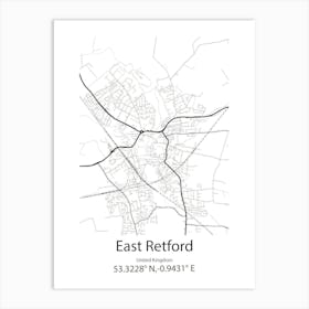 East Retford,United Kingdom Minimalist Map Art Print