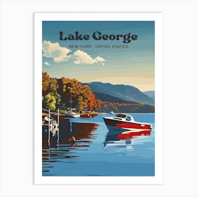 Lake George Retro Digital Travel Art Art Print