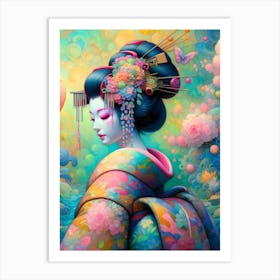 Japan Traditional Geisha Illustration By Ad 140 Art Print