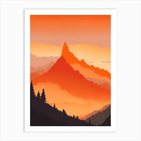 Misty Mountains Vertical Composition In Orange Tone 94 Art Print
