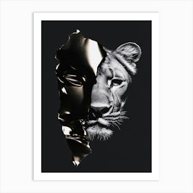 Black Lion Lioness Art Print