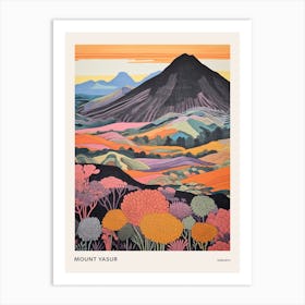 Mount Yasur Vanuatu 3 Colourful Mountain Illustration Poster Art Print