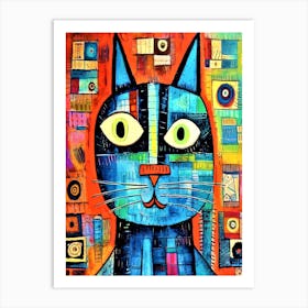 Surprised Cat 1 - Art Brut Cat Art Print