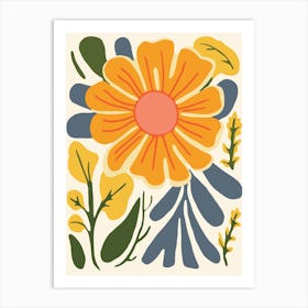 Flower With Leaves Art Print