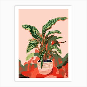 Boho Plant Painting Chinese Evergreen 4 Art Print
