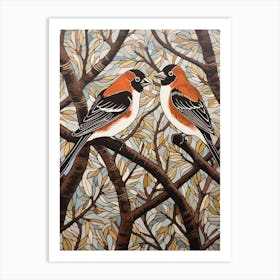 Art Nouveau Birds Poster Sparrow 1 Art Print