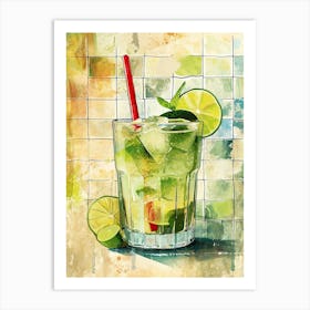 Mojito Watercolour Tiled 2 Art Print