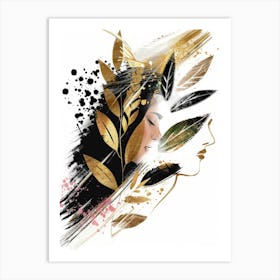 Woman With Leaves 10 Art Print