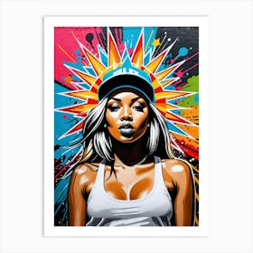 Graffiti Mural Of Beautiful Hip Hop Girl 41 Art Print