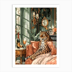 Leopard In Bedroom 1 Art Print