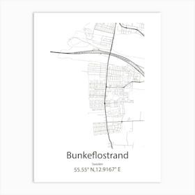 Bunkeflostrand,Sweden Minimalist Map Art Print