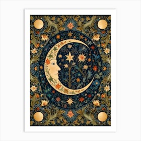 William Morris Moon And Flowers 8 Art Print