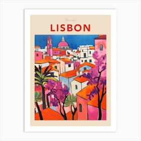 Lisbon Portugal 3 Fauvist Travel Poster Art Print