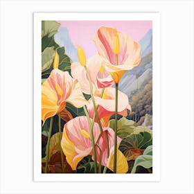 Flamingo Flower 1 Flower Painting Art Print