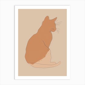 Cat Sitting - Boho, Line Art 3 Art Print