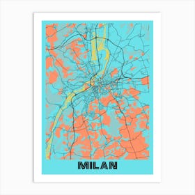 Milan City Map Art Print