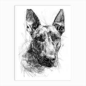 Miniature Bull Terrier Line Sketch 4 Art Print