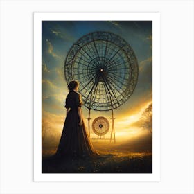 Girl Looking At A Spinning Wheel Art Print