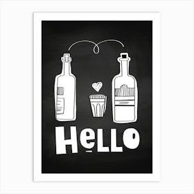 Hello In The Bottle - kitchen art, kitchen poster Art Print