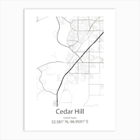 Cedar Hill,United States Minimalist Map Art Print