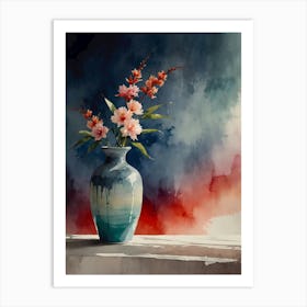 Watercolor Flowers In A Vase 3 Art Print