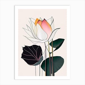 American Lotus Abstract Line Drawing 4 Art Print