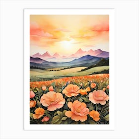 Sunset With Poppies Art Print