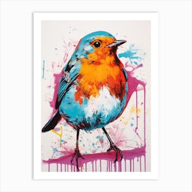 Andy Warhol Style Bird European Robin 3 Art Print