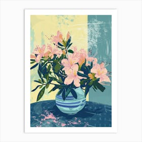 Azalea Flowers On A Table   Contemporary Illustration 2 Art Print