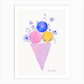 Ice Cream Flowers in Pink Art Print