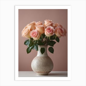 A Vase Of Pink Roses 95 Art Print