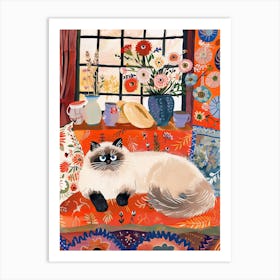 Tea Time With A Himalayan Cat 2 Art Print