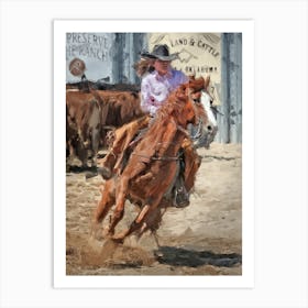 Cowgirl On A Horse Art Print