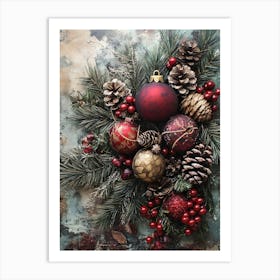 Vintage Holiday Mixed Media 9 Art Print