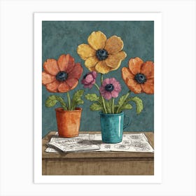 Three Anemones Art Print