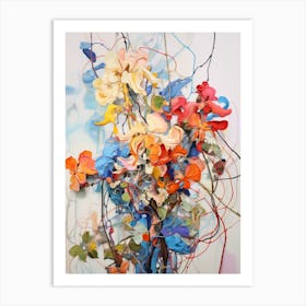 Abstract Flower Painting Honeysuckle 4 Art Print