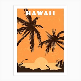 Hawaii, USA — Retro travel minimalist poster Art Print