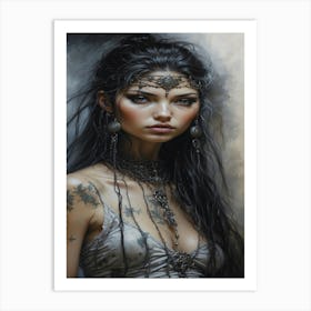 Sexy Woman With Tattoos Art Print