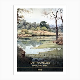 Ranthambore National Park India Watercolour 4 Art Print