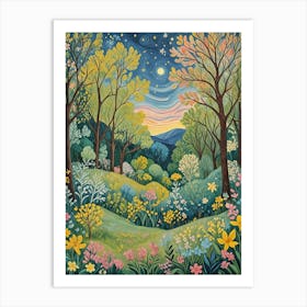 Whimsical Night In The Woods Art Print