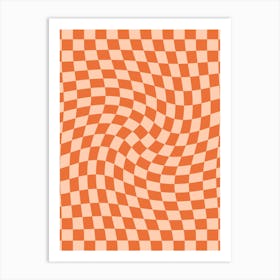 Checkerboard Orange Twist Art Print