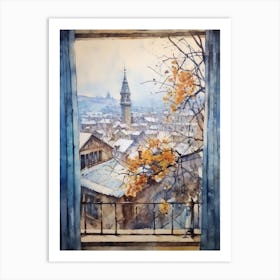 Winter Cityscape Transylvania Romania 1 Art Print