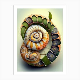 Ramshorn Snail  Patchwork Art Print