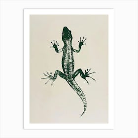 Block Print Gecko 4 Art Print