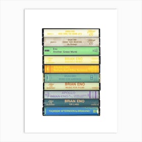 Brian Eno - Music Poster - Albums on Cassette Print Art Print