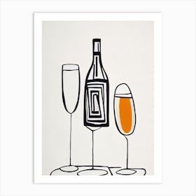Cava 2 Picasso Line Drawing Cocktail Poster Art Print