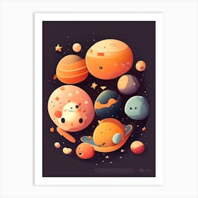 Kuiper Belt Kawaii Kids Space Art Print